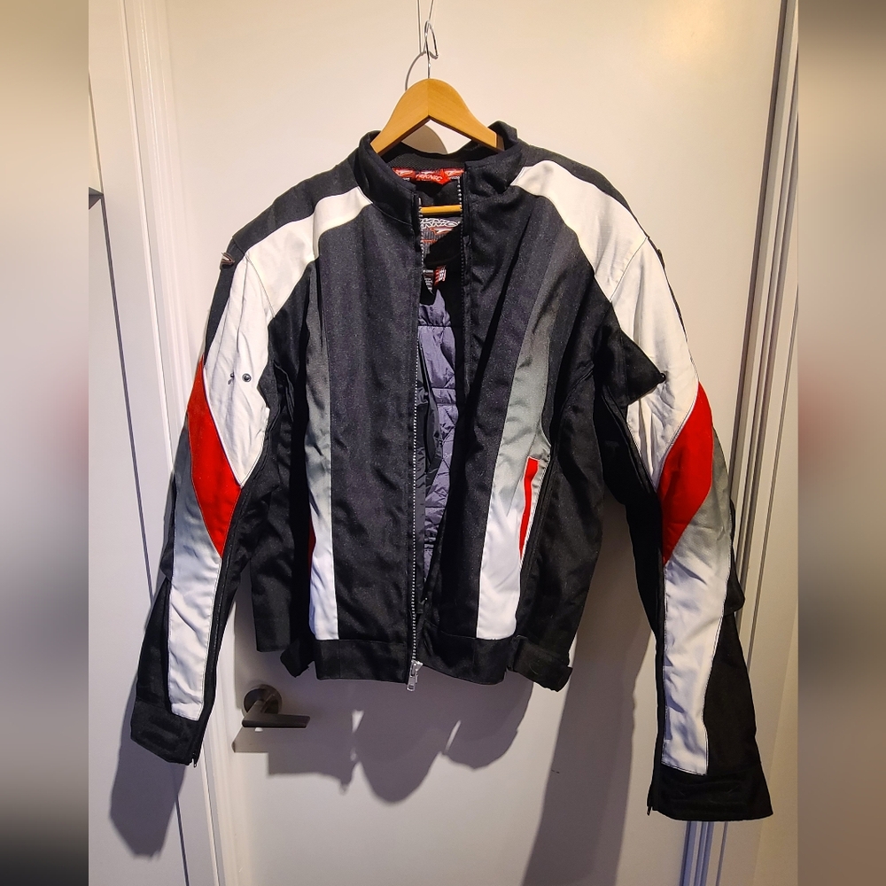 Men's Black, White, and Red Jacket